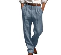 2025 Pantalon Lin Homme Taille Elastique Été Pantalon Coton Lin pour Homme Plage Sport Casual Yoga Toile Pants de Travail Léger Décontracté Coupe Droite avec Cordon de Serrage Poches Pas Cher