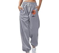 2025 Pantalon pour Femme Chic Et Elegant Survêtement avec Poche Et Cordon Élastique Décontracté Pantalons Imprimé Plantes Palmiers avec Bas Cintré Ample Comfy Pants Amincissant Running Travail Plage