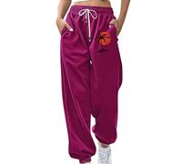 2025 Pantalon pour Femme Chic Et Elegant Survêtement avec Poche Et Cordon Élastique Décontracté Pantalons Imprimé Plantes Palmiers avec Bas Cintré Ample Comfy Pants Amincissant Running Travail Plage