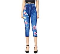 2025 Pantalons pour femme Imprimé Haute Élastique Serré Sans Couture Court Imitation Jeans