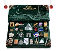 2025 Paris Left Bank Art Advent Calendar, 24 Miniature Paris Landmarks & Food Charms, Immersive Parisian Décor for Christmas (1Pcs)