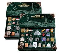 2025 Paris Left Bank Art Advent Calendar, 24 Miniature Paris Landmarks & Food Elements, Immersive French Holiday Countdown Gift Box, for Arts Travel Lovers(2pcs)