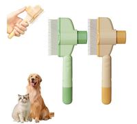 2025 Peigne auto-nettoyant anti-puces et poux avec dents arrondies, pour enlever les puces et les poils d'animaux, pour chien et chat (vert + jaune)