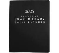 2025 Personal Prayer Diary and Daily Planner - Black (Italian Vinyl, Smooth)