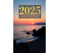 2025 Pocket Planner: 1-Year Monthly Calendar, 4” x 6.5” Paperback Organizer with Notes Section with Holidays|Includes Place for Contacts, Important Dates, and Passwords - Coastal Sunset Design