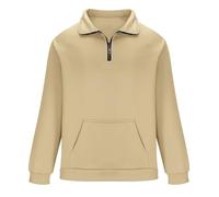 2025 Polo Manche Longue Homme Ample- Sweat De Travail Col Revers avec Fermeture Éclair Casual Couleur Unie Pullover Chic Tempérament Passe-Partout Confortable avec Poches Automne Sweatshirt