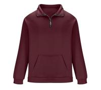2025 Polo Manche Longue Homme Ample- Sweat De Travail Col Revers avec Fermeture Éclair Casual Couleur Unie Pullover Chic Tempérament Passe-Partout Confortable avec Poches Automne Sweatshirt