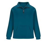 2025 Polo Manche Longue Homme Ample- Sweat De Travail Col Revers avec Fermeture Éclair Casual Couleur Unie Pullover Chic Tempérament Passe-Partout Confortable avec Poches Automne Sweatshirt