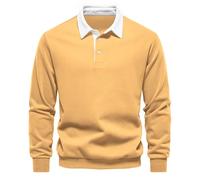 2025- Polo Manche Longue Homme Vintage- Sweat De Travail Casual Couleur Unie Simple Slim Confortable Sweatshirt Classiques Chic Passe-Partout Tempérament Léger Automne Basique Pullover
