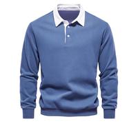 2025- Polo Manche Longue Homme Vintage- Sweat De Travail Casual Couleur Unie Simple Slim Confortable Sweatshirt Classiques Chic Passe-Partout Tempérament Léger Automne Basique Pullover