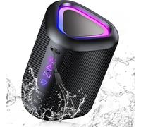 2025 Portable Wireless Bluetooth Speaker With Led Light, Bluetooth 5.4, 24Hrs, Powerful Bass, Stereo Surround, Ipx7 Waterproof, Ideal For Travel/Sport/Party/Cycling, Black