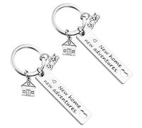 2025 Porte-clés Couple Maison Personnalisé, 2pièces Nouvelle Maison Nouvelles Aventures Porte-clés Cadeau de pendaison de crémaillère Nouveau Propriétaire Maison Porte-clés Première Maison Présent