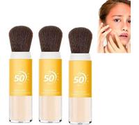 2025 Poudre de fixation de crème solaire minérale translucide,SPF 50,poudre de réglage de la crème solaire longue durée pour toutes les peaux (3Pcs, 8g)