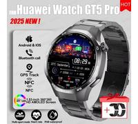 2025 Pour Huawei Gt5 Pro Gps Piste Montre Intelligente Hommes 360*360 Amoled Écran Nfc Bt Appel Étanche Moniteur De Santé Homme Montres Intelligentes.Black Steel 2A.Nfc Watch 5 Pro