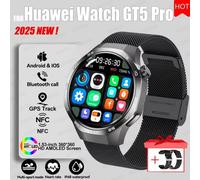 2025 Pour Huawei Gt5 Pro Gps Piste Montre Intelligente Hommes 360*360 Amoled Écran Nfc Bt Appel Étanche Moniteur De Santé Homme Montres Intelligentes.Black Mesh Belt 2A.Nfc Watch 5 Pro