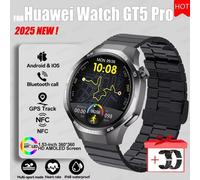 2025 Pour Huawei Gt5 Pro Gps Piste Montre Intelligente Hommes 360*360 Amoled Écran Nfc Bt Appel Étanche Moniteur De Santé Homme Montres Intelligentes.Black Steel B 2A.Nfc Watch 5 Pro