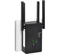 2025 Powerful WiFi Repeater, WiFi Amplifier 1200Mbps Dual Band 5GHz/2.4GHz, Powerful WiFi Repeater 4 Antennas, 2 LAN Ports, WiFi Extender Compatible with All Internet Boxes (Black)
