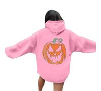 2025 Pull à capuche d'Halloween pour femme avec imprimé méchant, Rose, XXL