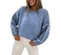 2025 Pull Cachemire Femme Hiver Chaud Pulls en Tricoté Couleur Unie Manches Longues Chic et Elegant Col Rond Automne Hiver De Transition Top Vetement Femme Pull Léger Femmes Sweater Pas Cher