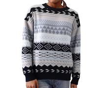 2025 Pull Chaud Femme Manches Longues- Pull Col Rond Chic Et Elegant Jacquard Sweater Automne Hiver Chandail Décontracté Polyvalent Shirt Ample Vintage Pullover Classiques Élasticité Haut