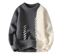 2025 Pull Chaud Homme Grande Taille- Pull Hiver en Tricot Décontracté Coupe Ample Classiques Sweater Chic Et Élégants Couleurs Contrastées De Tous Les Jours Tempérament Polyvalent Chandail