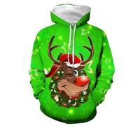 2025 Pull de Noel Homme avec Poche Hoodie Chirstmas 3D Print Pullover Casual Hoodie Jumper Fête de Noël à Manches Longues Renne Polaire Hiver Sweatshirt Jumper Manches Fantaisie Longues Xmas