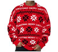 2025 Pull De Noel Homme Tricot- Pull Chaud Manches Longues Col Rond Chic Et Élégants Décontracté Jacquard Sweater Automne Hiver Tempérament Ample Pullover Doux Polyvalent Noël Fête Chandail