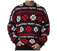 2025 Pull De Noel Homme Tricot- Pull Chaud Manches Longues Col Rond Chic Et Élégants Décontracté Jacquard Sweater Automne Hiver Tempérament Ample Pullover Doux Polyvalent Noël Fête Chandail