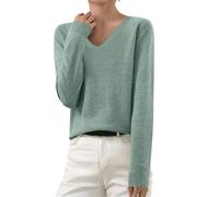 2025 Pull Femme à Manches Longues en Tricot Sweat Blouse Col V/Col Rond/Col Montant Côtelé Chemisier Top Léger Sweatshirt Chic et élégant sous Pull Haut T-Shirt Pull Femmes Chic Chaud Pas Cher