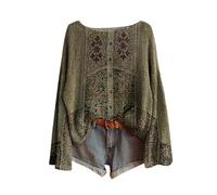 2025 Pull Femme Hiver Vintage Imprimé Floral Bohème Pullover Tricoté Élégant Col Rond À Manches Longues Sweater Tops Motif Jacquard Tunique Oversize Casual Vetement 2025 Femme Décontractés