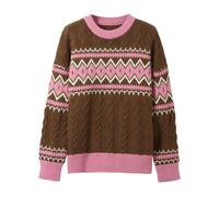 2025 Pull Noel Femme Manches Longues- Pull Chaud Vintage Chic Et Elegant Décontracté Jacquard Sweater Classiques Ample Confortable Polyvalent Pullover Automne Hiver Doux Noël Chandail