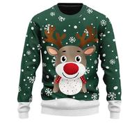 2025 Pull Noel Homme Grande Taille- Pull Hiver Manches Longues Col Rond Tricot Chaud Sweater Chic Et Élégants Décontracté Noël Imprimé Pullover Classiques Doux Ample Rigolo Fête Chandail