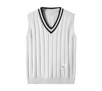 2025 Pull sans Manche Homme Grande Taille- Pull Col V Tricot Décontracté Coupe Slim Chic Streetwear Gilet Confortable Polyvalent Tempérament Sweater Classiques Doux Basique Chandail