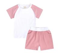 2025 Pyjama 2 pièces pour Enfants Coton Léger Pyjamas T Shirt Tops et Pjs Shorts uni Assorti Pieces Classique Ensemble de vêtements Nuit Colorier
