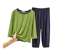 2025 Pyjama 2 pièces pour Enfants té Loungwear Ensemble de Doux Couleur Unie Kawaii d'été Enfant Fille et Ado Coton Basique Confortable Tenues 8-18 Ans