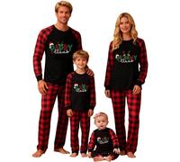 2025 Pyjama Noel Famille, Ensemble de vêtements de Famille Assortis - Plaid à Manches Longues - Pantalons - Sweatshirt - Pyjamas - Tenues d'intérieur Assortis pour Toute la Familles pour Noël 2