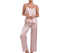 2025 Pyjama pour femme en dentelle Ensemble de chemise de nuit Lingerie Satin Lingerie Chemise de nuit Slip Ensembles de nuit Sous-vêtements de nuit Ensembles de pyjama, Rose, M