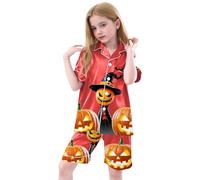 2025 Pyjamas De Halloween pour Enfants,Halloween Ensembles Pyjama Déguisements Haut Pantalons Ensemble 2 Pièces Bien serré Coupe troite Motif Citrouille Filles Costume Nuit Cadeaux