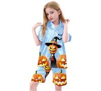 2025 Pyjamas De Halloween pour Enfants,Pyjama Assorti la Famille Simple Doux Surpyjama Vetement Enfant 2 Pièces Bien serré Coupe troite Imprimé fantôme Filles Costume Nuit Cadeaux