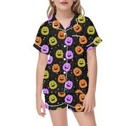 2025 Pyjamas pour Enfants 2 Pièces Ensemble Halloween Ensembles de imprimés Pyjama Manches Longues Simple Doux Surpyjama Haut Top Pantalon Le Carnaval et la Fête d'halloween