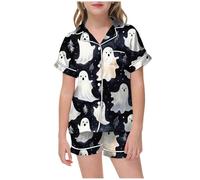 2025 Pyjamas pour Enfants 2 Pièces Ensemble Halloween Lot Ensembles de Pyjama Fille et Ado Bebe Coton VêTements Maison Doux Tenue Pieces Le Carnaval la Fête d'halloween