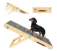 2025 Rampe pour Chien pour Canapé, Petite Rampe en Bois Pliable pour Lit, 4 Hauteurs Réglables de 13" à 21", Marches Stables pour Animaux de Compagnie avec Coussin Antidérapant, pour Cnapé à Lit Bas