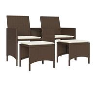 ""2025 Remise""Canapé d'angle extérieur, Canapé de jardin, 2 places avec table et tabourets marron rotin - 1parcel SJ2185562