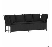 ""2025 Remise""Canapé d'angle extérieur, Canapé de jardin, avec coussins, Noir ,résine tressée - 1parcel SJ4547364