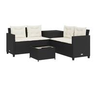 ""2025 Remise""Canapé d'angle extérieur, Canapé de jardin, avec table et coussins, en forme de L noir - 1parcel SJ2848824