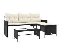 ""2025 Remise""Canapé d'angle extérieur, Canapé de jardin, avec table et coussins, en forme de L noir - 1parcel SJ5926633