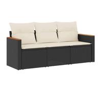 ""2025 Remise""Set canapés de jardin, Salon bas de jardin 3 pcs, avec coussins, noir résine tressée - 2parcel SJ6368993
