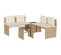 ""2025 Remise""Set canapés de jardin, Salon bas de jardin avec coussins, 4 pcs, beige résine tressée - 1parcel SJ5894946