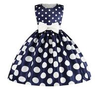 2025 Robe Cérémonie Fille Enfant Robe Rockabilly Année 50/60 Retro à Pois Polka Dot Imprimé Floral Robes Pin Up de Soirée Fête Cocktail Mariage sans Manches A-Ligne Midi Dress 2-13 Ans Pas Cher
