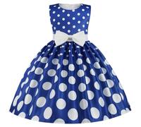 2025 Robe Cérémonie Fille Enfant Robe Rockabilly Année 50/60 Retro à Pois Polka Dot Imprimé Floral Robes Pin Up de Soirée Fête Cocktail Mariage sans Manches A-Ligne Midi Dress 2-13 Ans Pas Cher